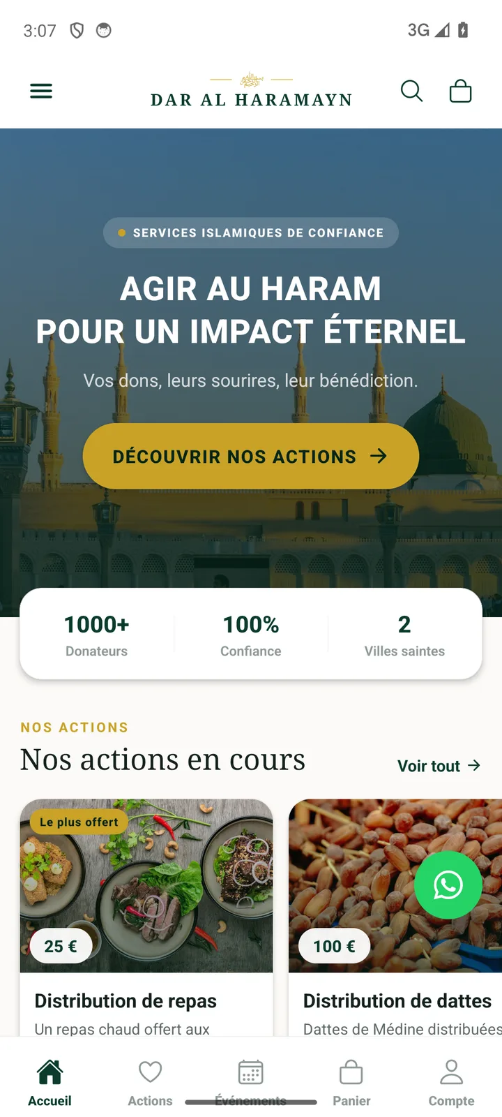 Dar Al Haramayn : prototype d’application mobile issu d’une boutique Shopify