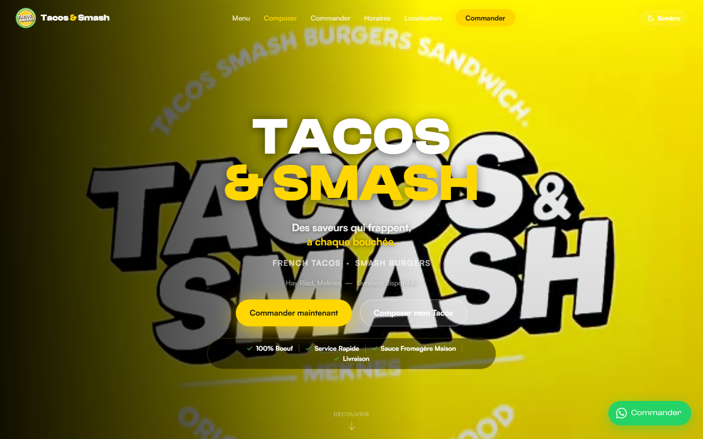 Aperçu du site Tacos & Smash